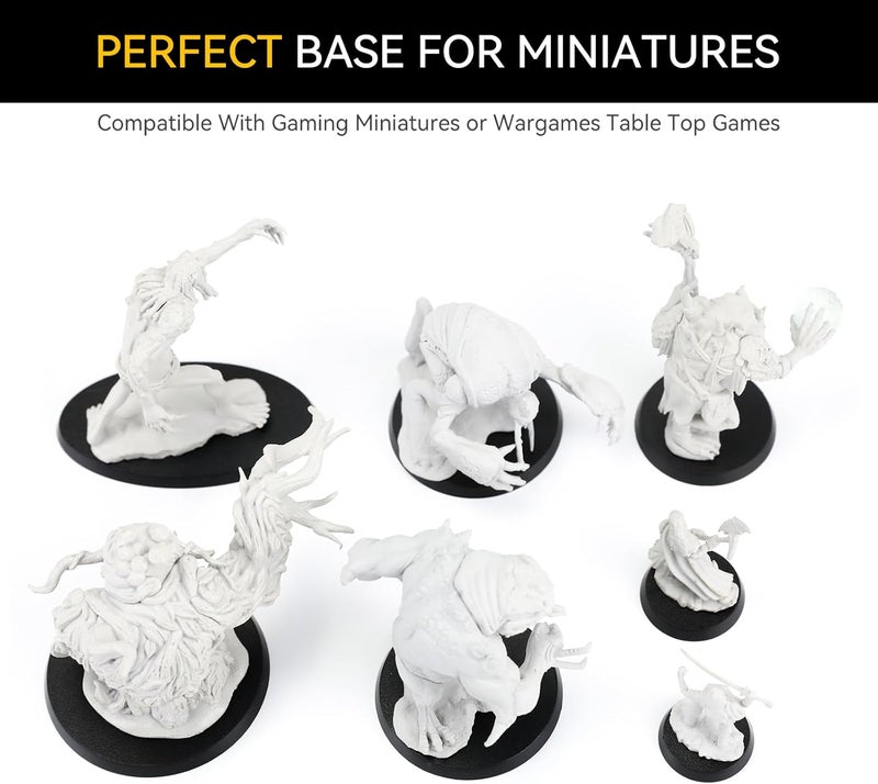 FIGURESLAB Store 100PCS Mix Black Miniature Bases with 7 Different Sizes, Model Base Wargame Accessories for Gaming Miniatures or Wargames Table Top Games - Image 3
